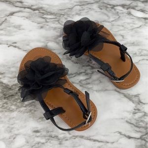 Black Flower Accent Sandals